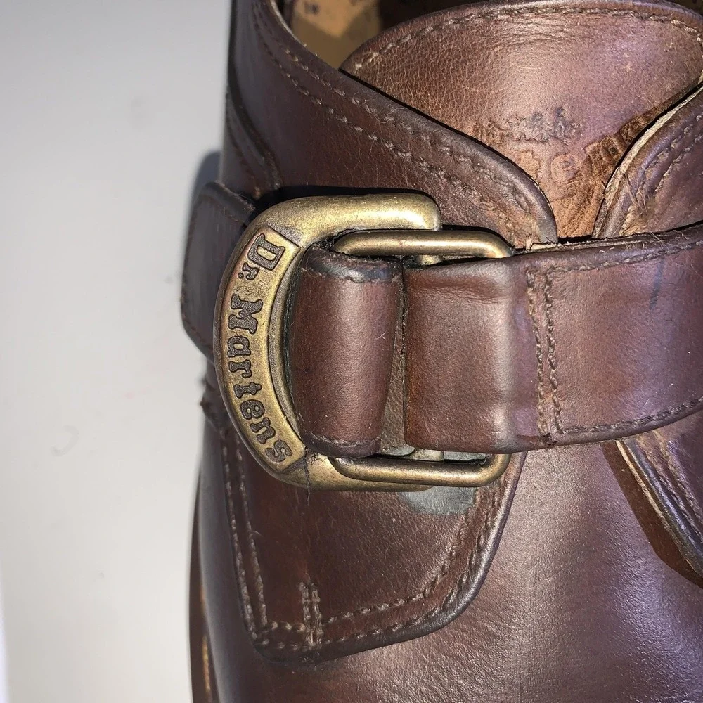 Dr. Martens Shoes Mens UK 10 Brown Leather Buckle Slip On Loafers England 8314